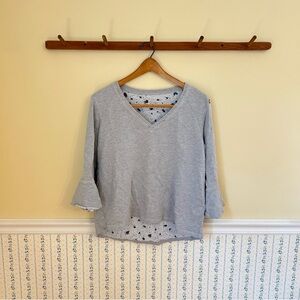 Ruffle V-Neck Sweater